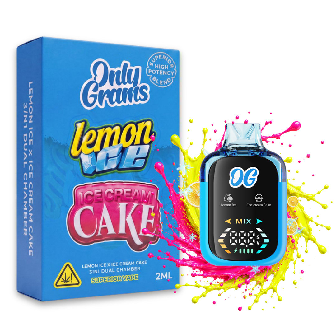 Only Grams Superior Dual Chamber Vape Lemon Ice + Ice Cream Cake 2ml
