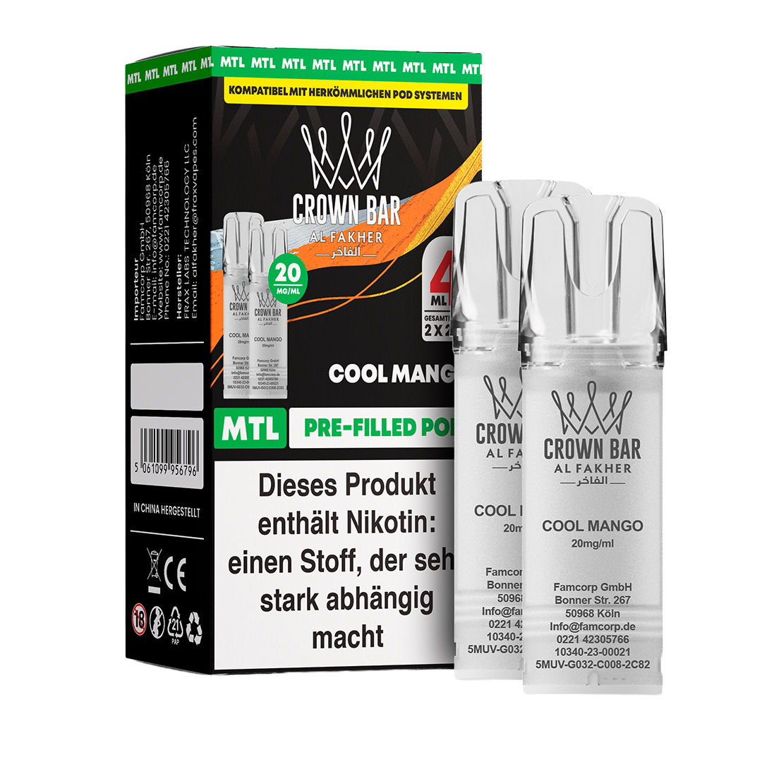 Al Fakher Crown Bar 600 MTL Pod Cool Mango 2er Pack Al Fakher Crown Bar 600 MTL Pod Cool Mango 2er Pack