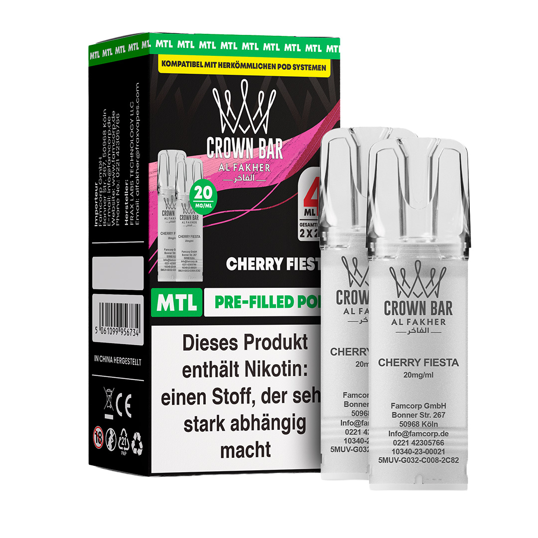 Al Fakher Crown Bar 600 MTL Pod Cherry Fiesta 2er Pack
